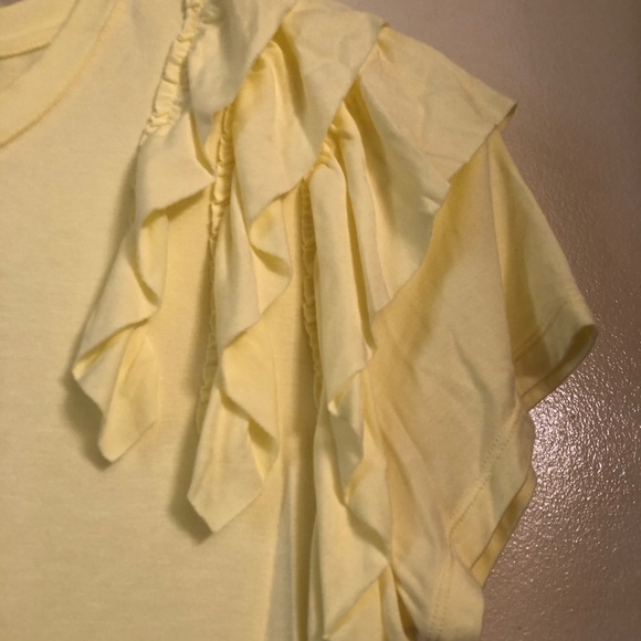 Kaari Blue Yellow Ruffle Short Sleeve Top - Picture 4 of 6
